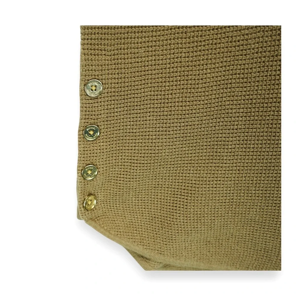 Michael Kors Waffle Pullover Sweater Small Side Gold Buttons Long Sleeve‎